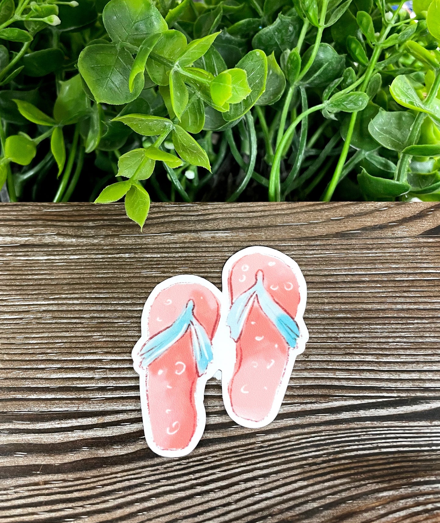Watercolor Beach Flip Flops, Die Cut Vinyl Sticker, Boho Fun, Water Resistant, Summer Time |Sticker or Magnet
