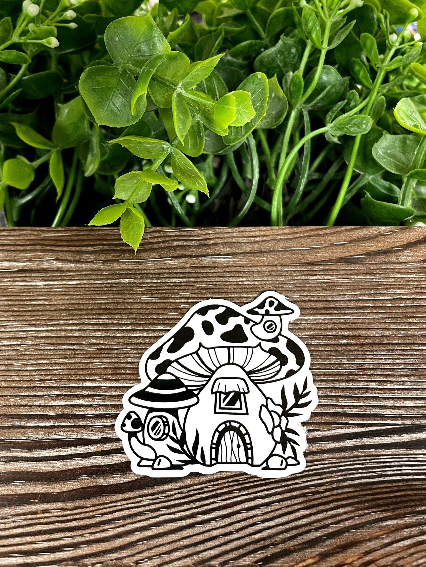 Mushroom Homes, Die Cut Vinyl Sticker, Boho Fun, Water Resistant, Fungi Shrooms Toadstool |Sticker or Magnet