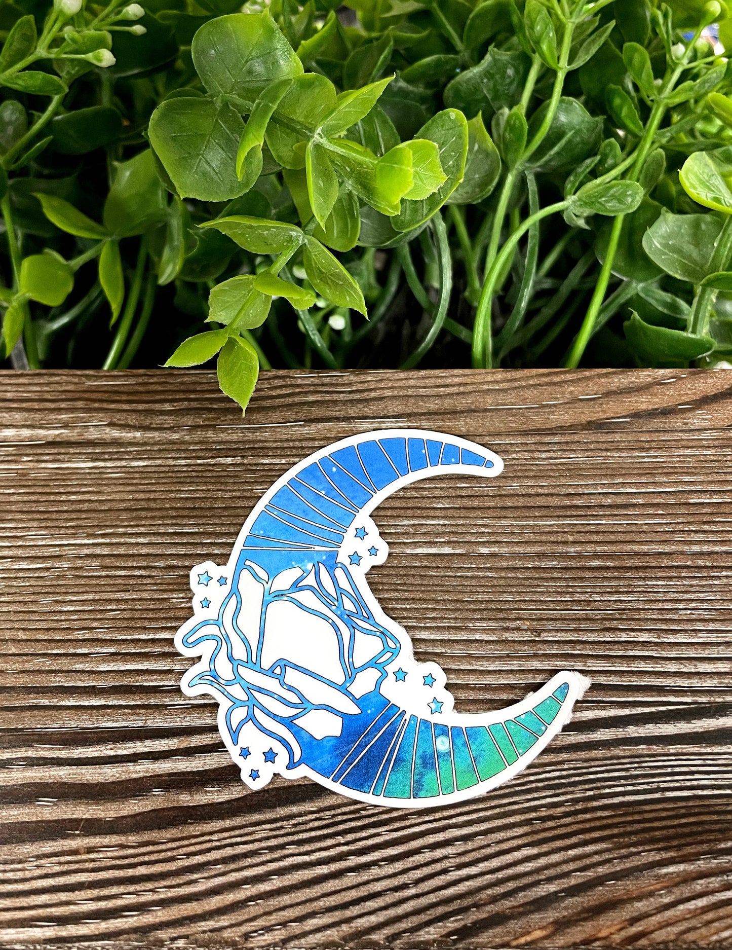 Blue Moon and Rose Sticker |Sticker or Magnet