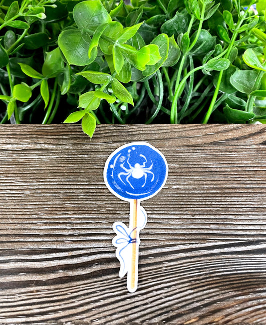 Spider Candy Lollipop, Die Cut Vinyl Sticker, Boho Fun, Water Resistant, Spooky Halloween, Gothic Wedding |Sticker or Magnet