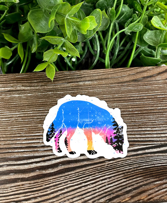 Galaxy Space Wolf Silhouette, Die Cut Vinyl Sticker, Boho Fun, Water Resistant, Dog Mom Animal Lover, Pink Yellow Blue Watercolor |Sticker or Magnet