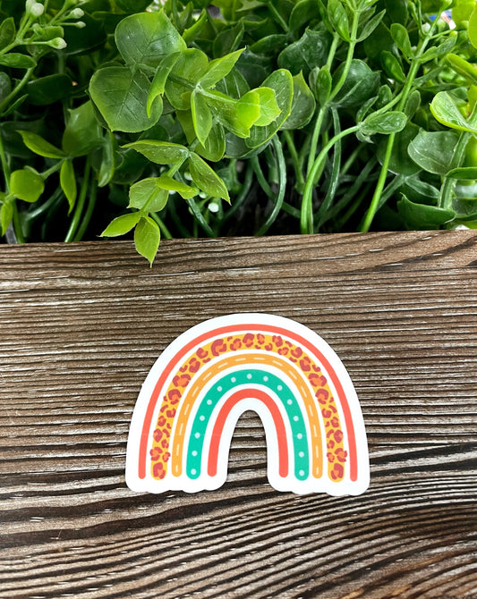 Cheetah Print Rainbow, Die Cut Vinyl Sticker, Boho Fun, Water Resistant, Bohemian |Sticker or Magnet