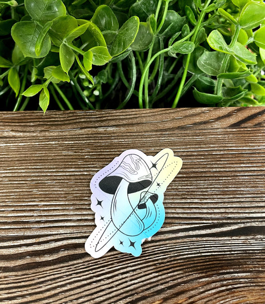 Colorful Mushroom Galaxy, Die Cut Vinyl Sticker, Boho Fun, Water Resistant, Fungi Shrooms Toadstool |Sticker or Magnet