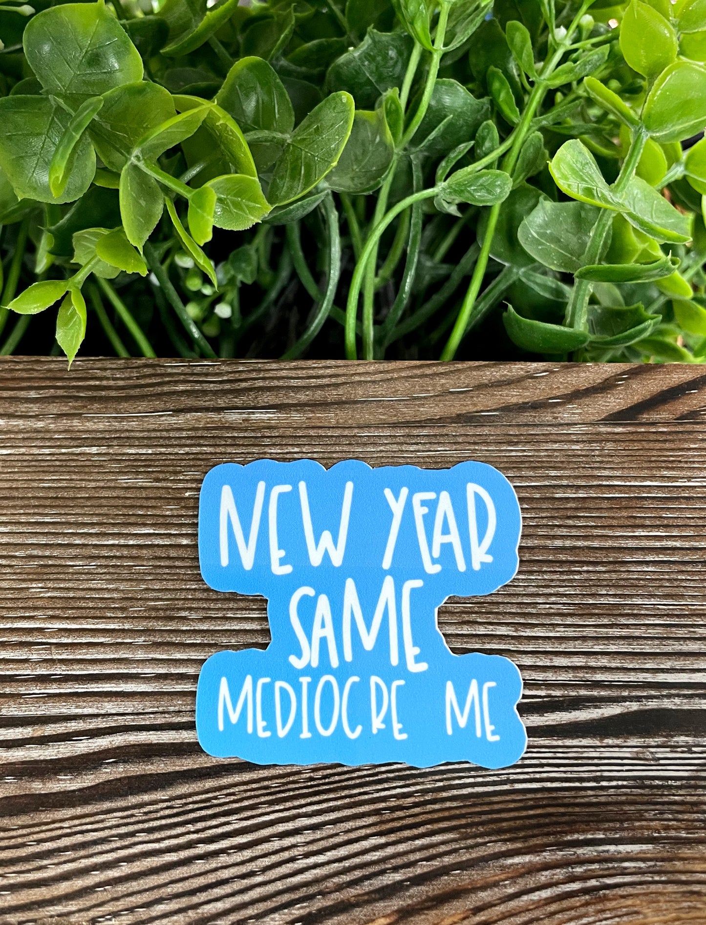 New Year Same Mediocre Way, Die Cut Vinyl Sticker, Boho Fun, Water Resistant, Snarky Sarcasm Witty Quote, Funny Saying |Sticker or Magnet