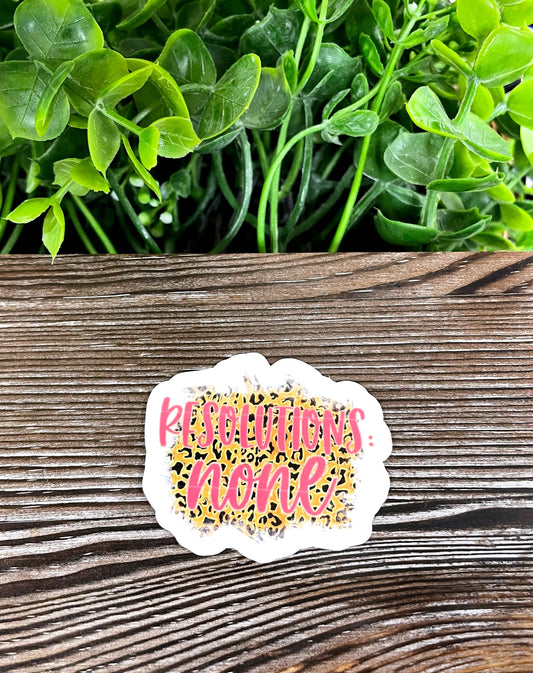 Resolutions None, Die Cut Vinyl Sticker, Boho Fun, Water Resistant, New Years Eve, Cheetah Print, Holiday |Sticker or Magnet