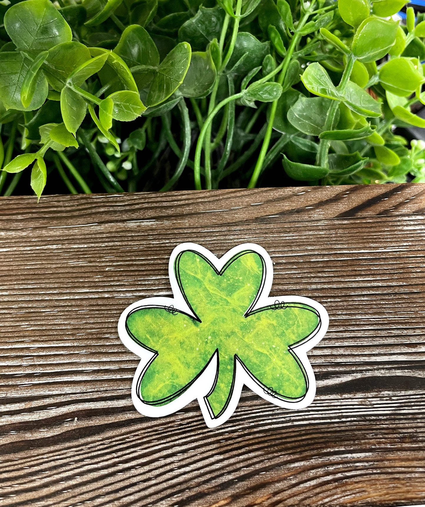 Lucky Clover, Die Cut Vinyl Sticker, Boho Fun, Water Resistant, St Patricks Day, March Holiday, 4 Leaf Clover Pun |Sticker or Magnet