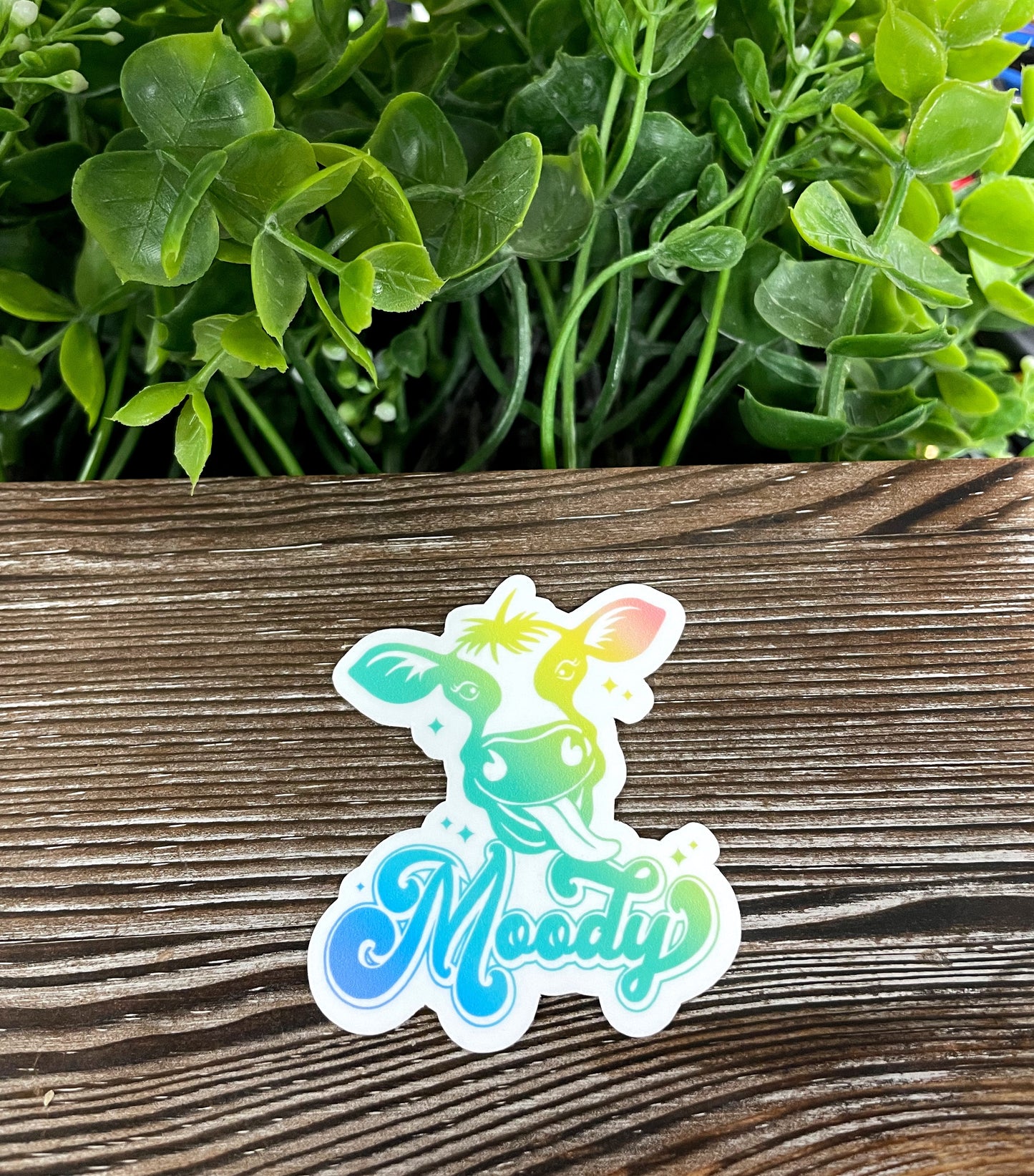 Moody Cow Silhouette, Vintage Colors, Die Cut Vinyl Sticker, Boho Fun, Water Resistant |Sticker or Magnet