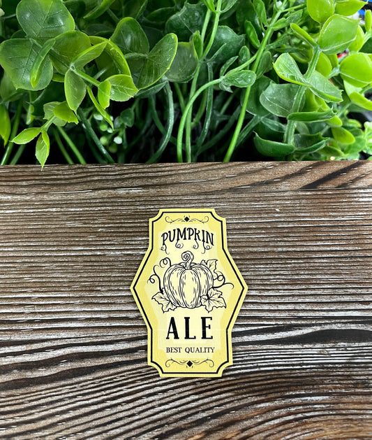 Pumpkin Ale Best Quality, Die Cut Vinyl Sticker, Boho Fun, Water Resistant, Halloween Spooky Bottle Label |Sticker or Magnet