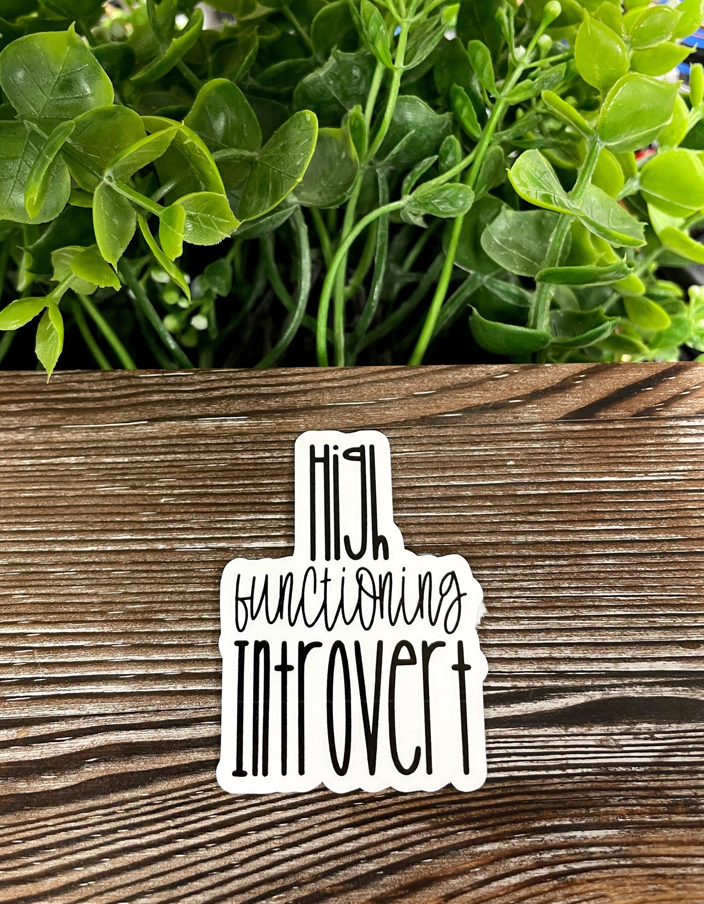 High Functioning Introvert, Die Cut Vinyl Sticker, Boho Fun, Water Resistant, Snarky Sarcasm Witty Quote, Funny Saying |Sticker or Magnet