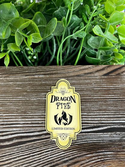 Dragon Fire Limited Edition, Die Cut Vinyl Sticker, Boho Fun, Water Resistant, Halloween Spooky Bottle Label |Sticker or Magnet