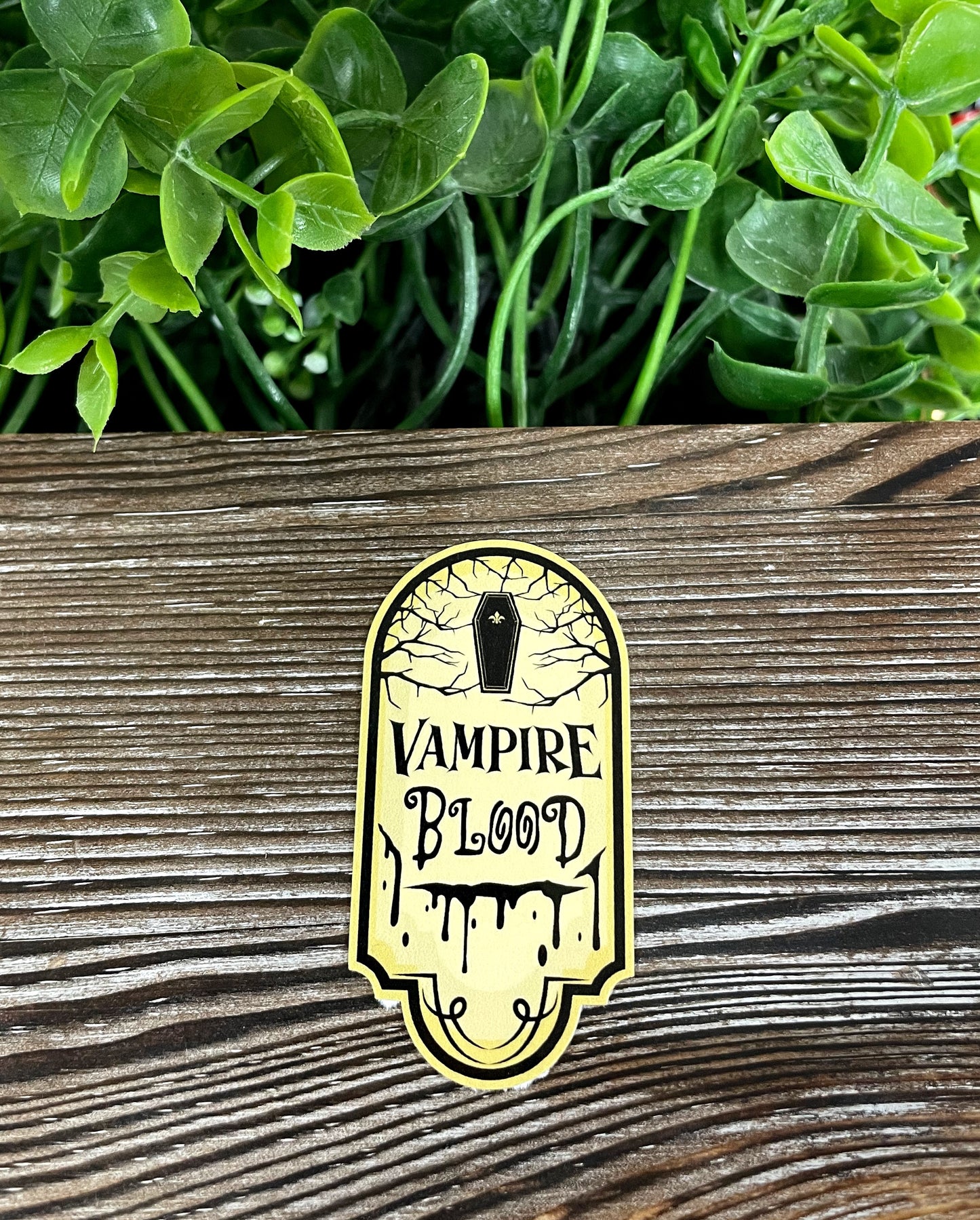Vampire Blood, Die Cut Vinyl Sticker, Boho Fun, Water Resistant, Halloween Spooky Bottle Label |Sticker or Magnet
