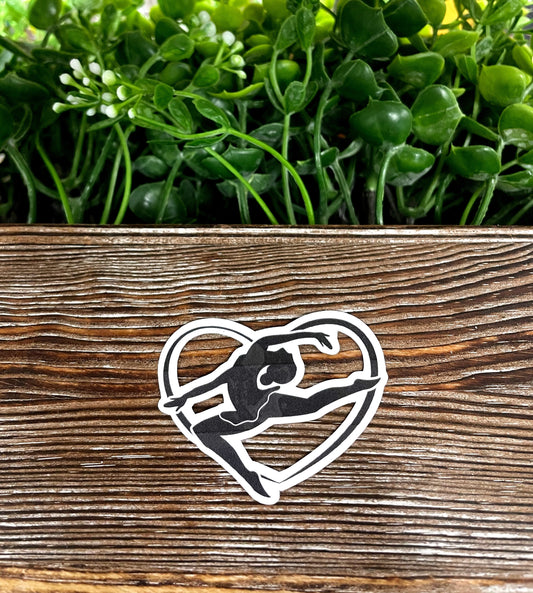 Gymnastics Heart, Die Cut Vinyl Sticker, Water Resistant, Rhythmic Dancer, Gym Mom |Sticker or Magnet