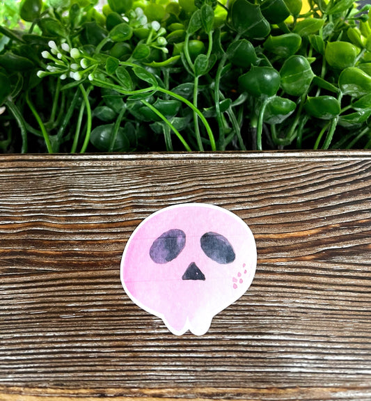 Watercolor Skull, Die Cut Vinyl Sticker, Boho Fun, Water Resistant, Halloween Pink Pastel |Sticker or Magnet