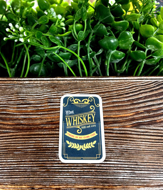 Whiskey Bottle Label, Die Cut Vinyl Sticker, Boho Fun, Water Resistant |Sticker or Magnet