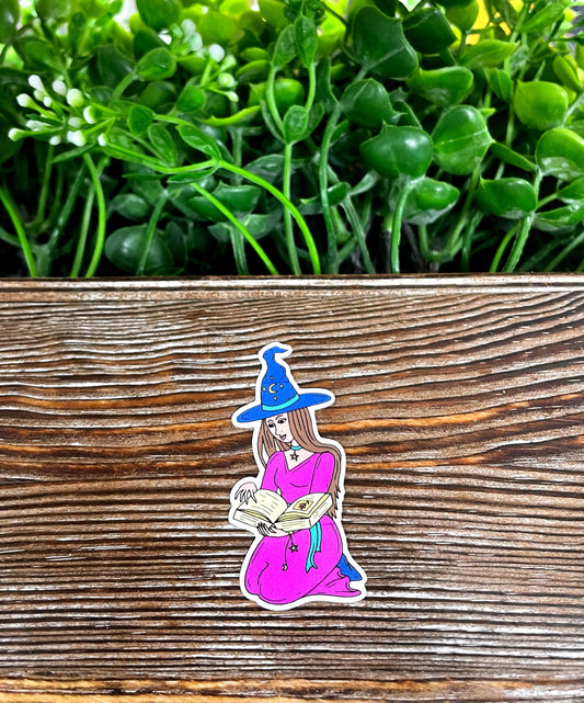 Witch and Spell Book, Die Cut Vinyl Sticker, Boho Fun, Water Resistant, Halloween Spooky Wiccan Magic |Sticker or Magnet