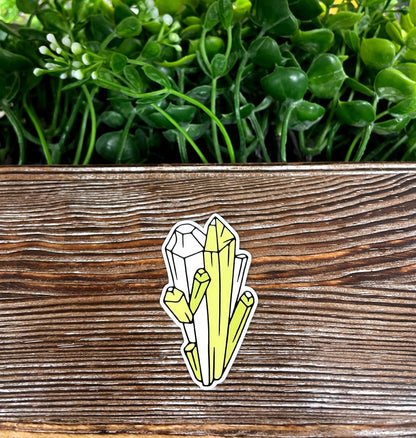 Yellow Crystal Cluster, Die Cut Vinyl Sticker, Boho Fun, Water Resistant, Halloween Spooky Gemstones |Sticker or Magnet