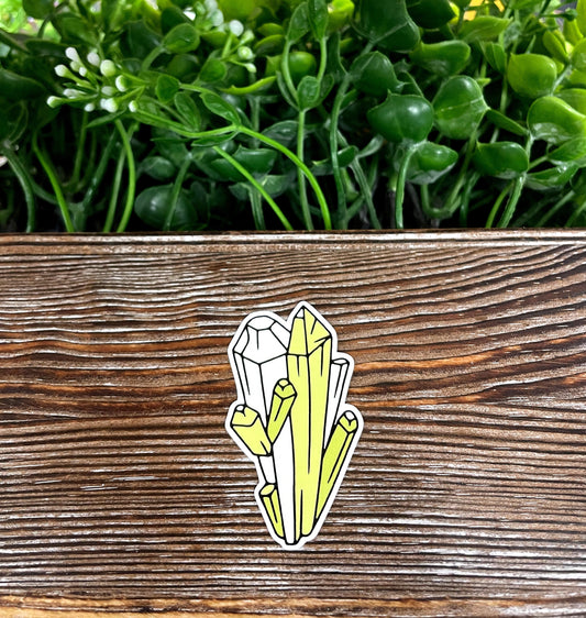 Yellow Crystal Cluster, Die Cut Vinyl Sticker, Boho Fun, Water Resistant, Halloween Spooky Gemstones |Sticker or Magnet