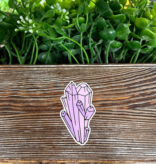 Purple Crystal Cluster, Die Cut Vinyl Sticker, Boho Fun, Water Resistant, Halloween Spooky Gemstones |Sticker or Magnet