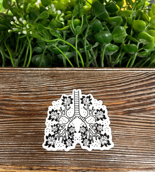 Floral Lungs, Die Cut Vinyl Sticker, Water Resistant, Botanical Anatomy, Pulmonology Gift, Asthma |Sticker or Magnet