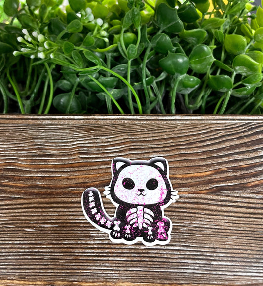 Creepy Cat, Die Cut Vinyl Sticker, Boho Fun, Water Resistant, Halloween Spooky Kitty |Sticker or Magnet