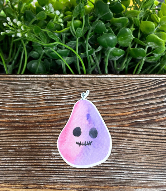Pastel Purple Pear, Die Cut Vinyl Sticker, Boho Fun, Water Resistant, Halloween Spooky Fall |Sticker or Magnet