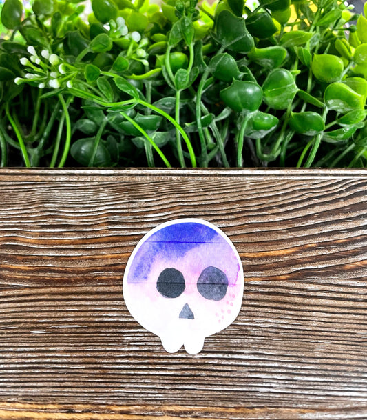 Pastel Blue Skull, Die Cut Vinyl Sticker, Boho Fun, Water Resistant, Halloween Spooky Fall |Sticker or Magnet