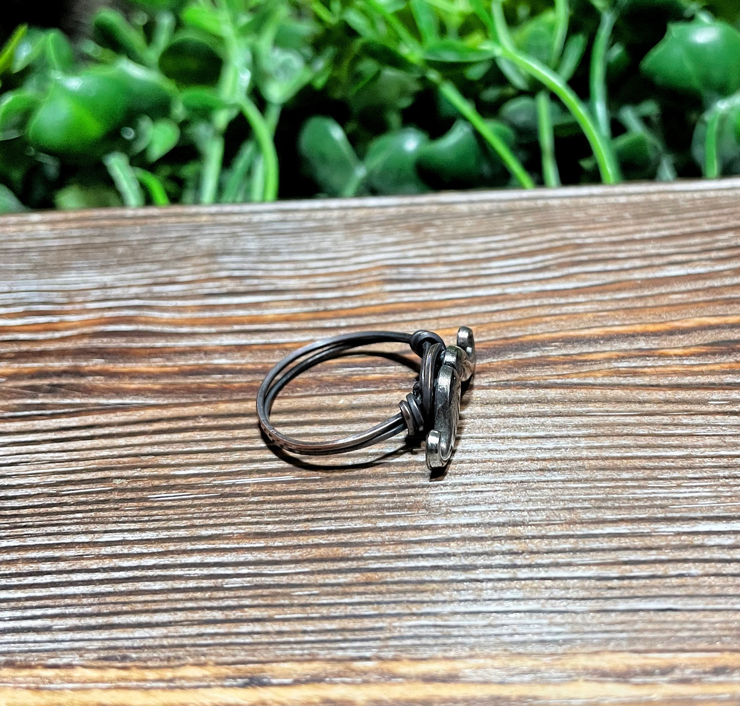 Silver Mustache Bead Wire Wrapped Ring, Novelty Item, Nostalgia - Handmade by Marlayna