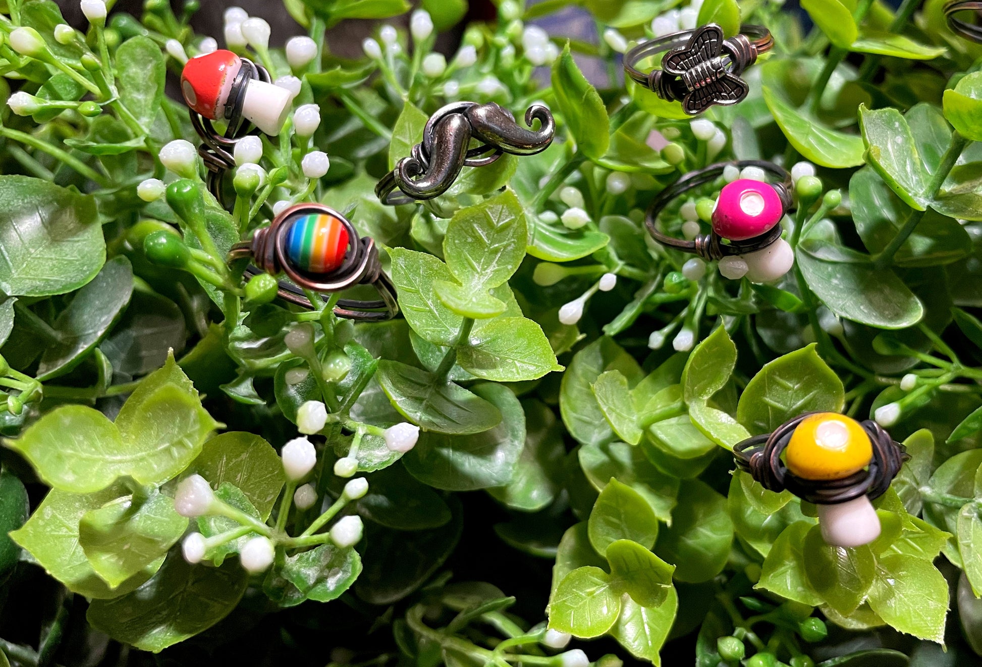 Rainbow Bead Wire Wrapped Ring, Equality Pride, LGBT, Love - Handmade by Marlayna