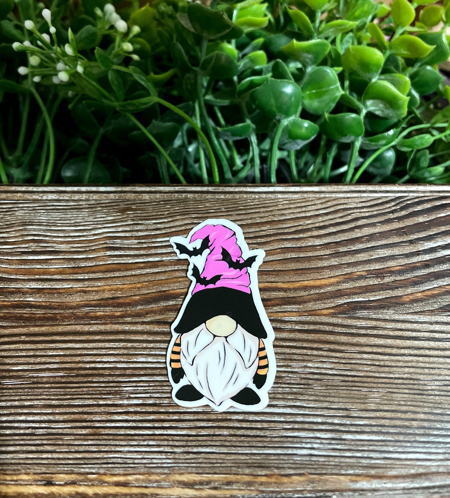 Gnome w/ Bats, Die Cut Vinyl Sticker, Boho Fun, Water Resistant, Halloween Witch Spooky |Sticker or Magnet