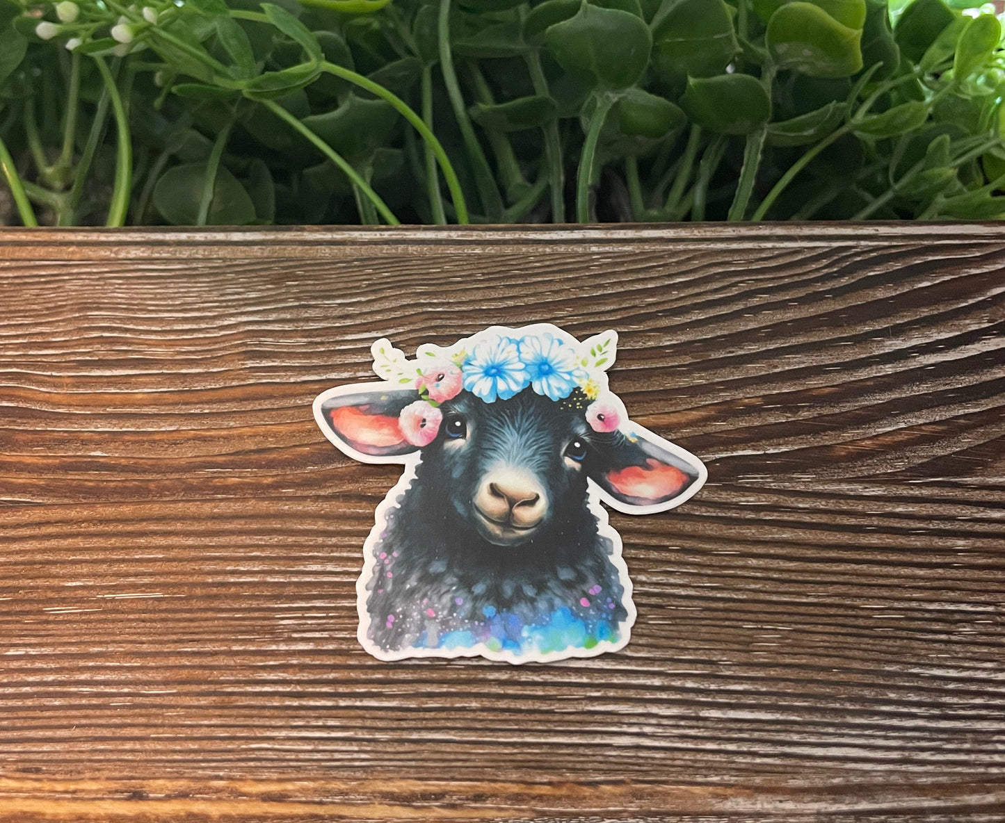Black Sheep Sticker, Flower Crown Sticker,  Outcast Magnet |Refrigerator Fridge Car |Western Vibes Boho |Watercolor Farm Life |Sticker or Magnet