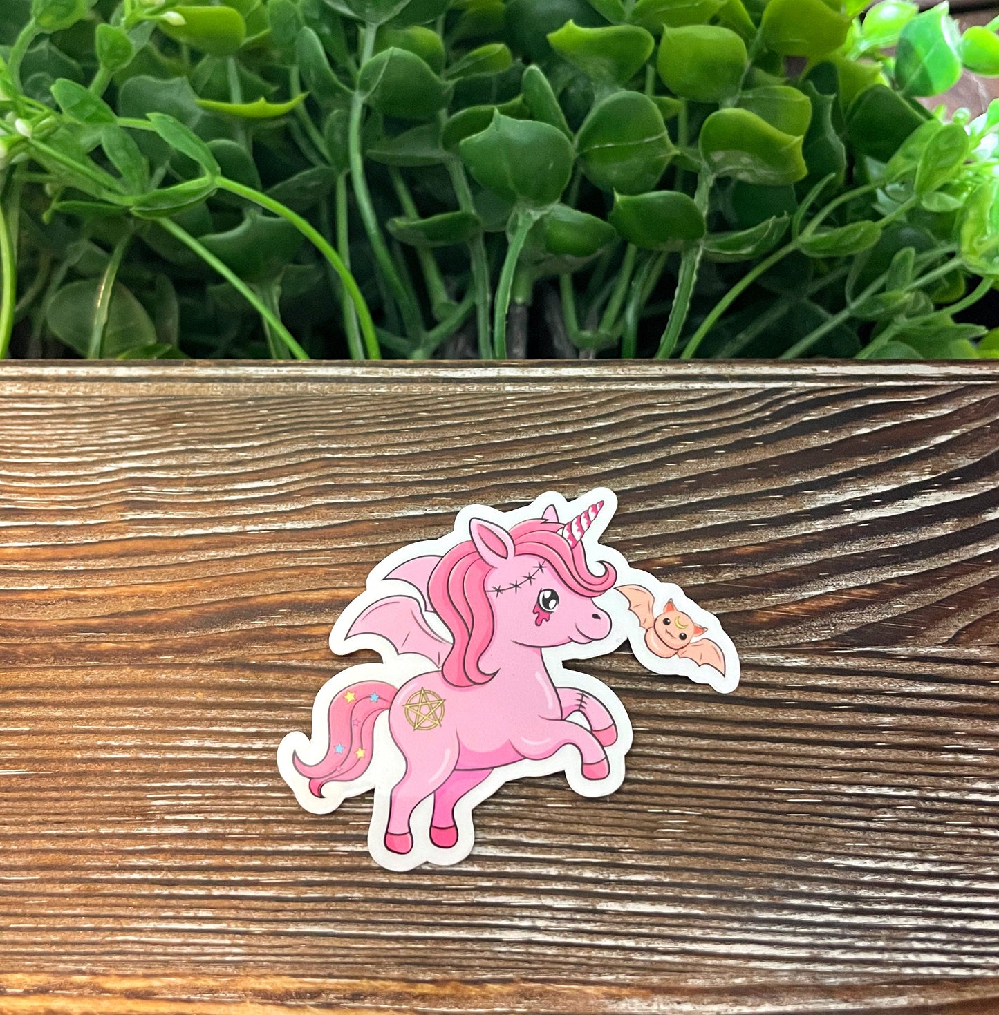 Winged Unicorn Sticker and Bat | Vinyl Sticker or Magnet |Boho Fun |Refrigerator Fridge Car |Fantasy Mythical Creature |Gift for Girl |Sticker or Magnet