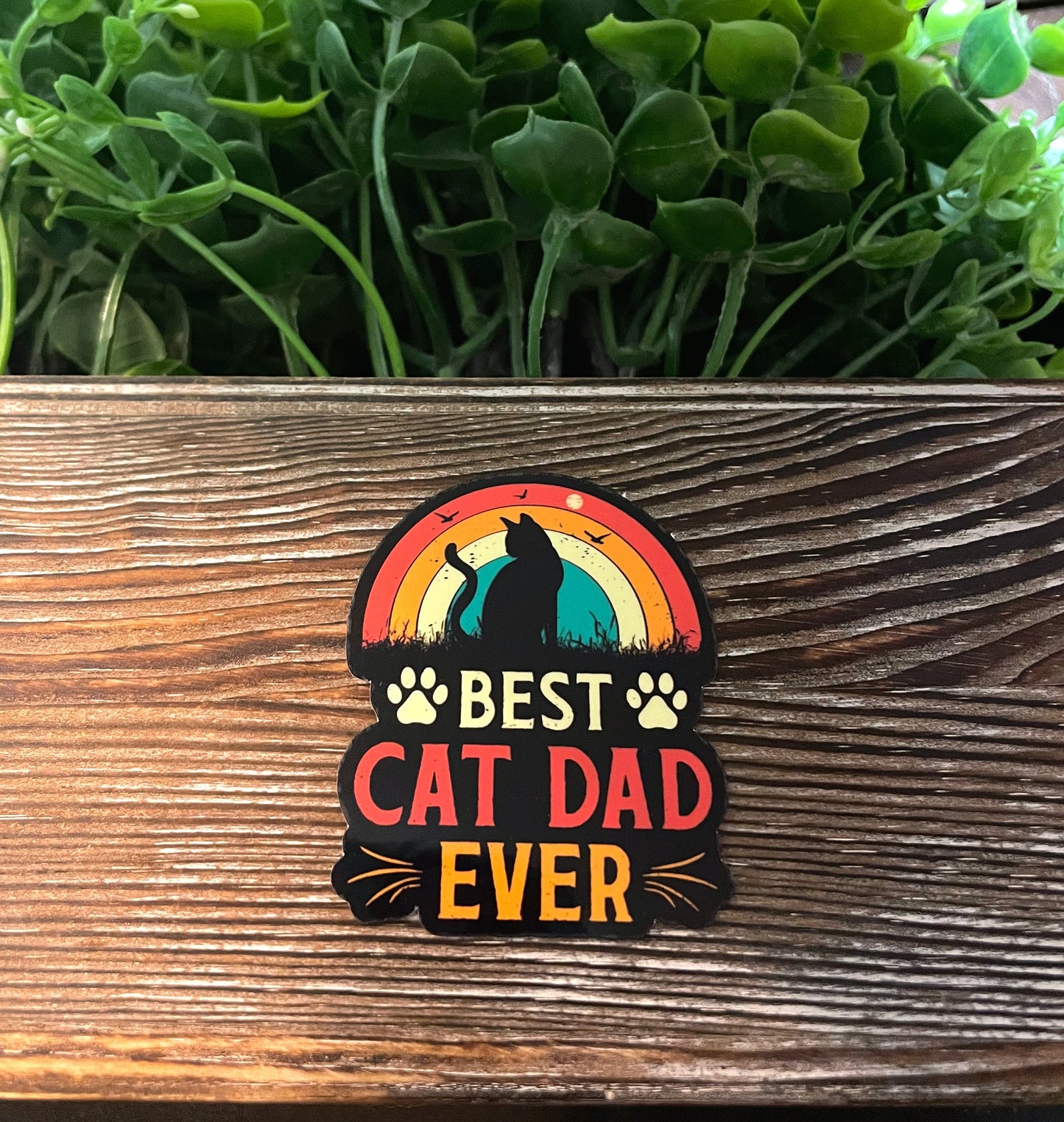 Best Cat Dad Sticker |Lightweight Vinyl Sticker or Magnet |Vintage Retro |Refrigerator Fridge Car |Cat Mom Pet Dad |Animal Lover |Sticker or Magnet