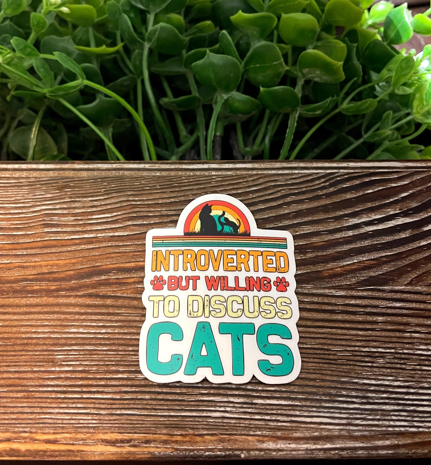 Introverted Cat Sticker |Lightweight Vinyl Sticker or Magnet |Vintage Retro |Refrigerator Fridge Car |Cat Mom Pet Dad |Animal Lover |Sticker or Magnet