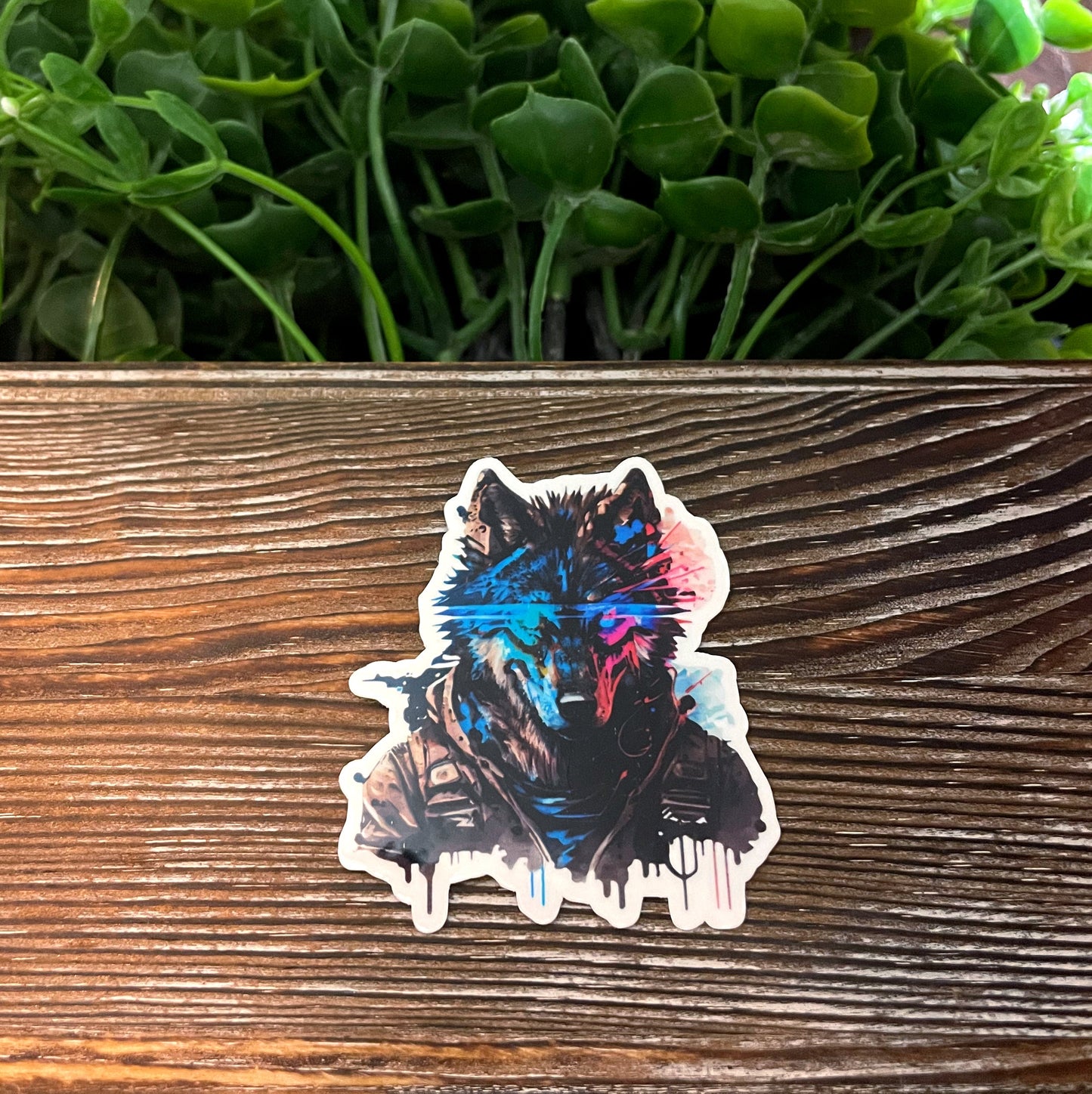 Sci-Fi Wolf Lightweight Vinyl Sticker or Magnet |Refrigerator Fridge Car |Love Animals |Wildlife Forest |Science Fiction |Red Blue |Sticker or Magnet