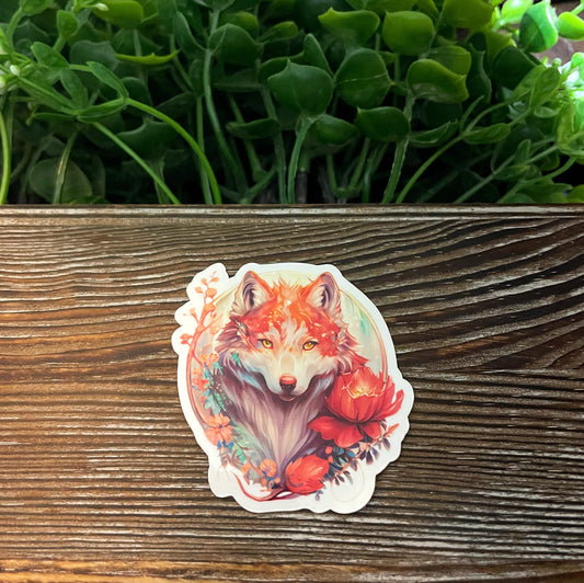 Red Wolf Lightweight Vinyl Sticker or Magnet |Refrigerator Fridge Car |Love Animals |Wildlife Forest |Fairytale |Sticker or Magnet