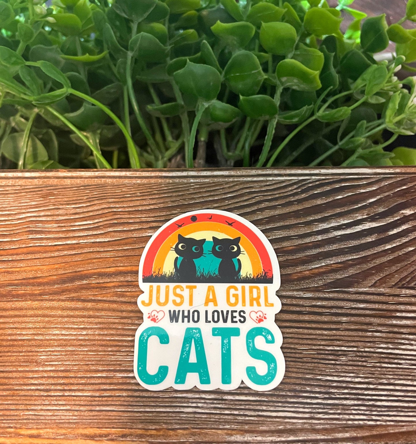 Just A Girl Who Loves Cats |Lightweight Vinyl Sticker or Magnet |Vintage Retro |Refrigerator Fridge Car |Cat Mom Pet Dad |Animal Lover |Sticker or Magnet