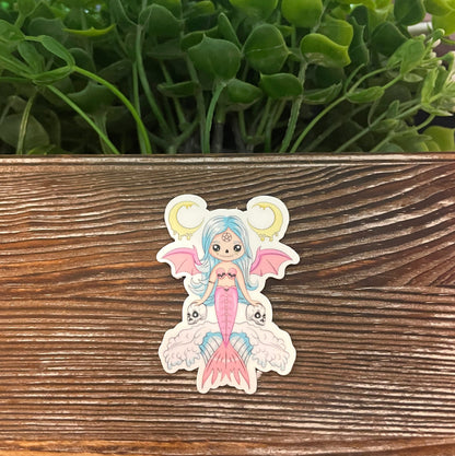 Kawaii Mermaid Sticker, Pastel Pink |Sticker or Magnet