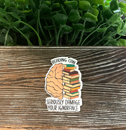 Funny Reading Sticker |Vinyl Sticker or Magnet |Refrigerator Fridge Car |Learn Knowledge |Love to Read |Gift for Reader |Funny Quote |E-Reader Laptop |Sticker or Magnet