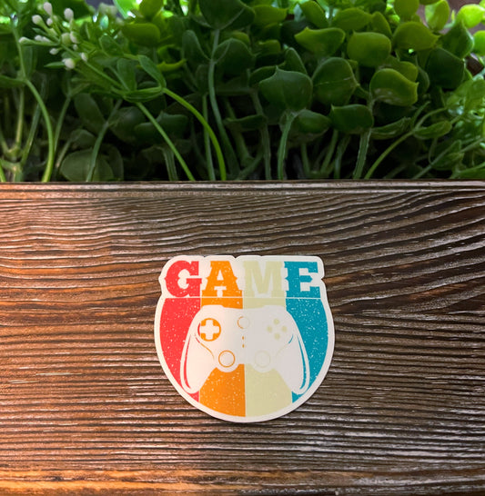 GAME White Outline |Vinyl Sticker or Magnet |Refrigerator Fridge Car |Gamer Gift |Laptop Decal |Retro Vintage Colors |Game Controller |Sticker or Magnet