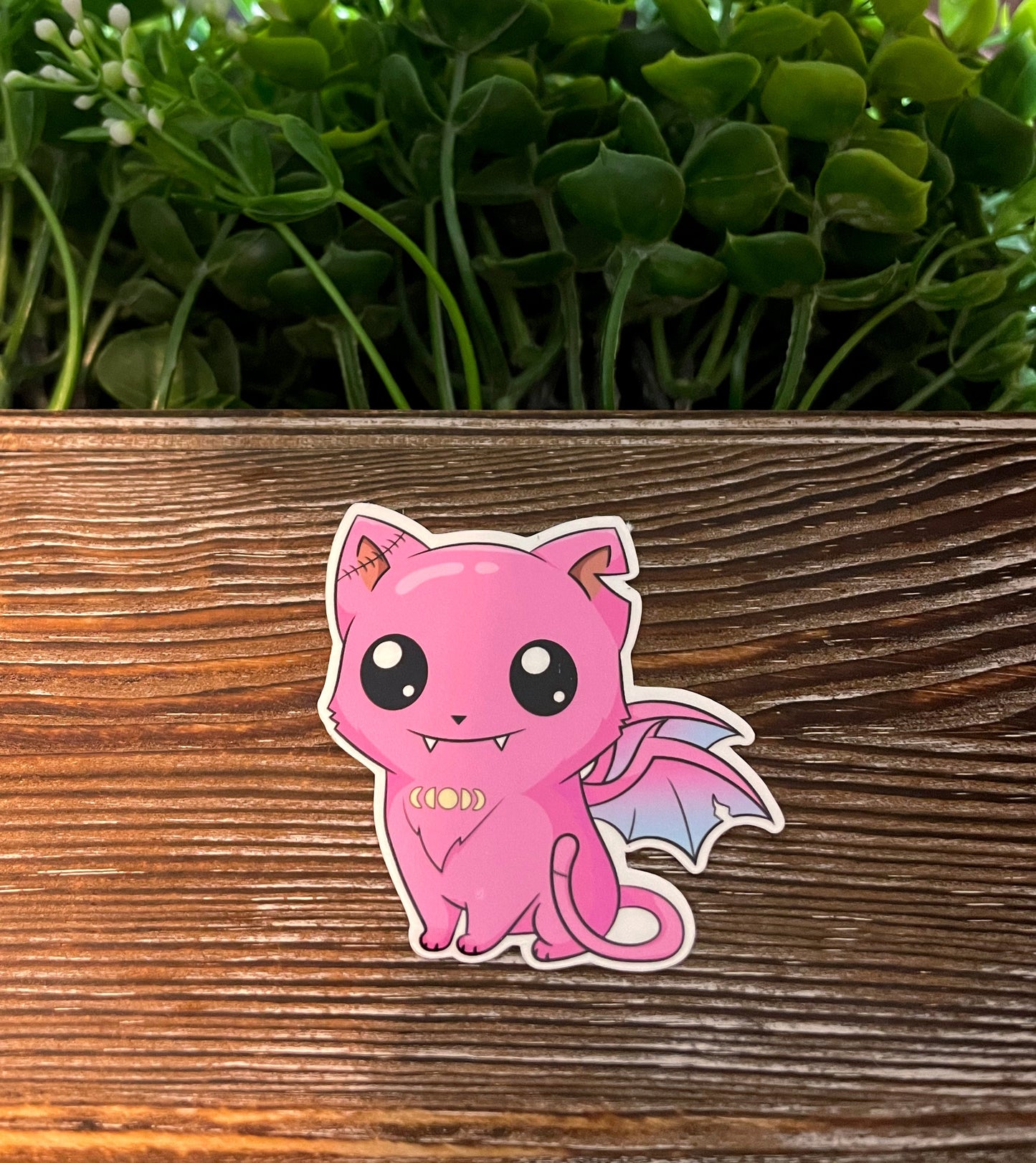 Kawaii Cat Sticker |Lightweight Vinyl Sticker or Magnet |Boho Fun |Refrigerator Fridge Car |Fantasy Mythical Creature |Gift for Girl |Pastel Colors |Cute Creepy Pastel Goth |Sticker or Magnet