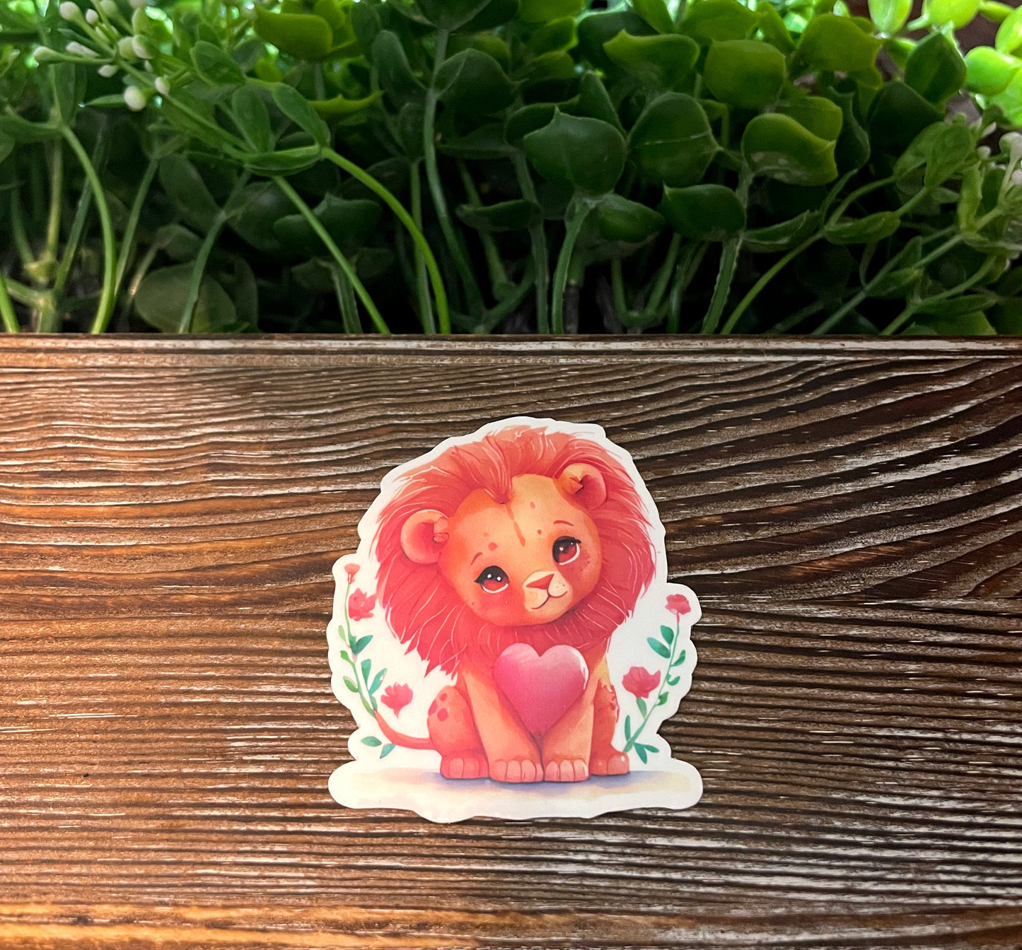 Lion w/ Heart |Vinyl Sticker or Magnet |Refrigerator Fridge Car |Valentines Day |Cute Animal |Love Gift |Sticker or Magnet