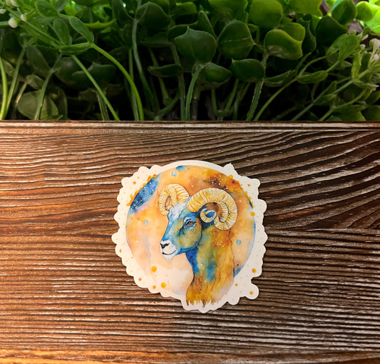 Aries Zodiac Sign Sticker, Watercolor |Sticker or Magnet
