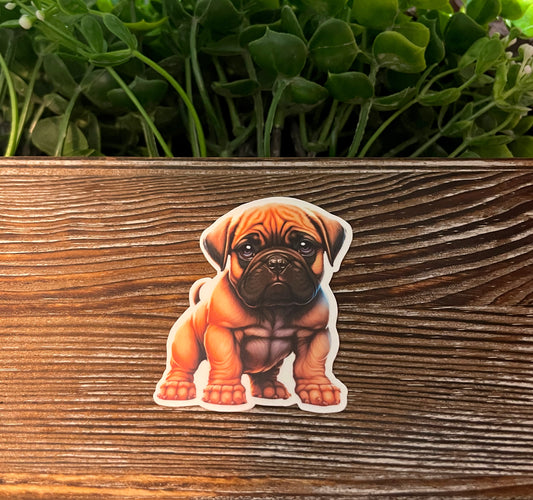 Bullmastiff, Die Cut Vinyl Sticker, Boho Fun, Water Resistant, Dog Mom Animal Lover, Pet Breed |Sticker or Magnet