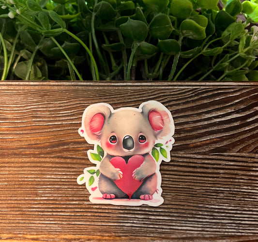 Koala w/ Heart |Vinyl Sticker or Magnet |Refrigerator Fridge Car |Valentines Day |Cute Animal |Love Gift |Sticker or Magnet