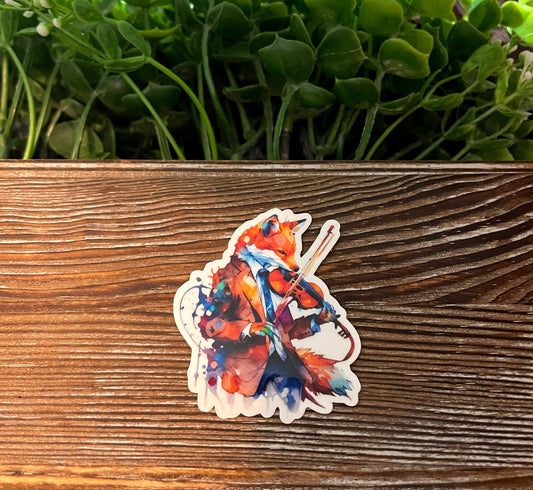 Fox Playing Violin |Lightweight Vinyl Sticker or Magnet |Refrigerator Fridge Car |Love Animals |Wildlife Forest |Fairytale Music |Sticker or Magnet