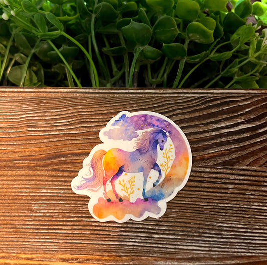 Watercolor Unicorn |Lightweight Vinyl Sticker or Magnet |Boho Fun |Refrigerator Fridge Car |Fantasy Mythical Creature |Gift for Girl |Purple and Gold |Sticker or Magnet
