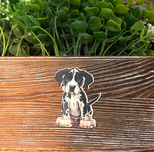 Great Dane Puppy |Lightweight Vinyl Sticker or Magnet |Boho Fun |Refrigerator Fridge Car |Dog Mom Animal Lover |Pet Breed |Sticker or Magnet