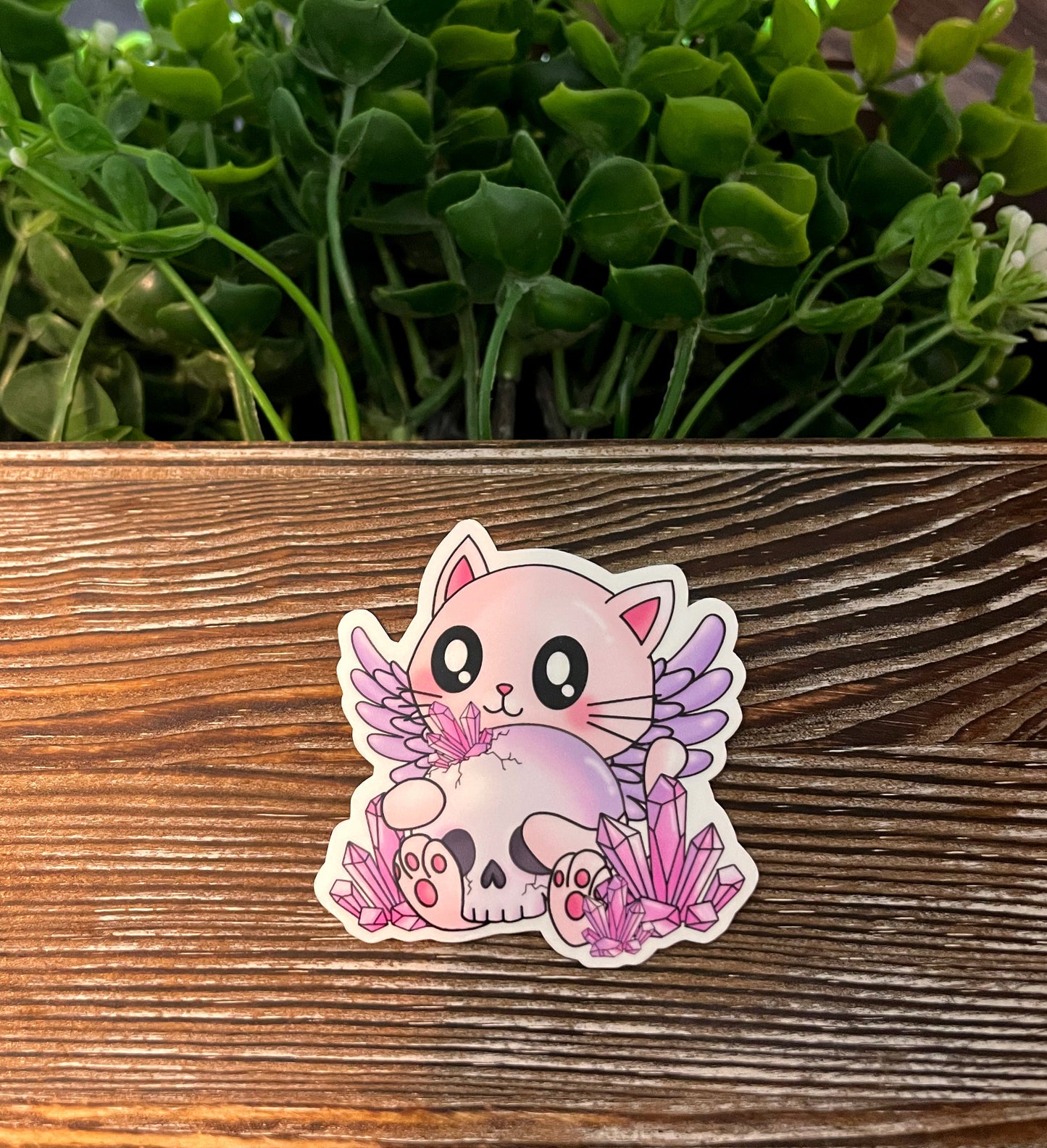 Chibi Cat Sticker, Purple Crystals Sticker or Magnet |Laptop Decal, Refrigerator Fridge Car |Cat Mom Pet Dad |Animal Lover |Sticker or Magnet