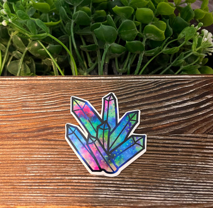 Crystal Cluster Sticker |Galaxy Sticker or Magnet |Refrigerator Fridge Car |Gemstones Magic |Celestial Geology Rocks |Sticker or Magnet