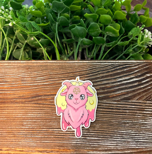 Cute Pink Goat Kawaii, Die Cut Vinyl Sticker, Water Resistant, Farm Life, Love Animals, Barn Yard Mini |Sticker or Magnet